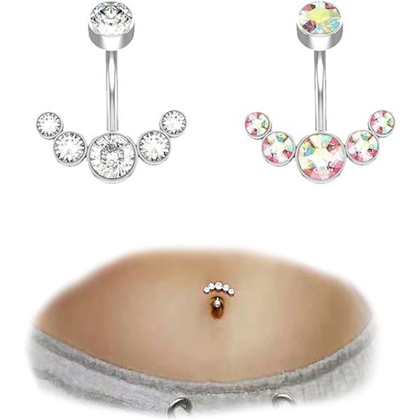 Dangle Crystal Navlepiercing til Kvinder Piger Stål Buet Na
