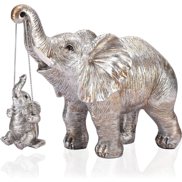 Silver elefant staty. Elefantdekorationen ger tur, läka