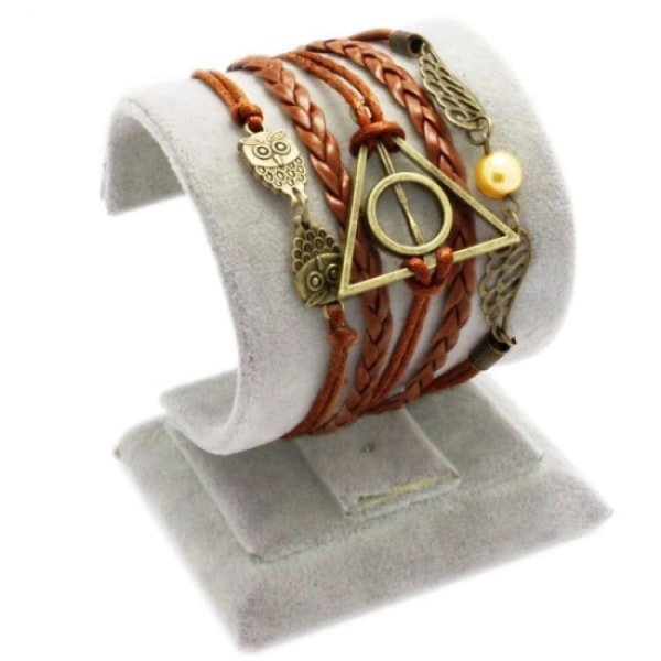 Harry Potter Brunt Läderarmband - Gyllene Kvicken & Dödsrelikerna