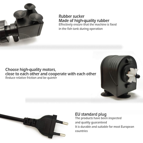 Akvarie nedsenkbar pumpe med filter 6W 600L/H filter vannpumpe