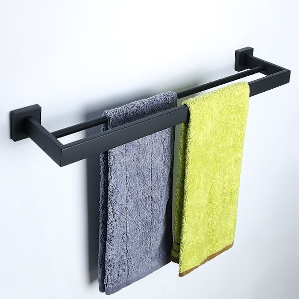 Veggmontert håndkleholder Dobbel 2 stang håndkleholder Baderoms hylle, 2