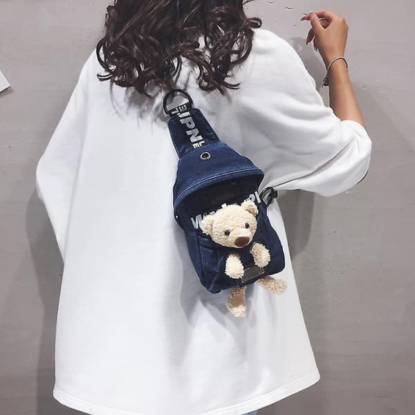 Kvinnor Canvas Midjeväska Snedväska Serieteckningar Crossbody Väskor Bör