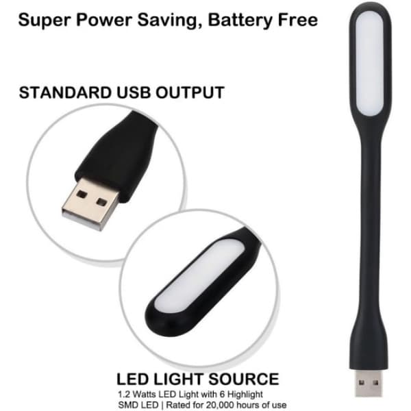 3 stk. Fleksibel Mini USB LED-lys til bærbar computer, tastatur, powerbank