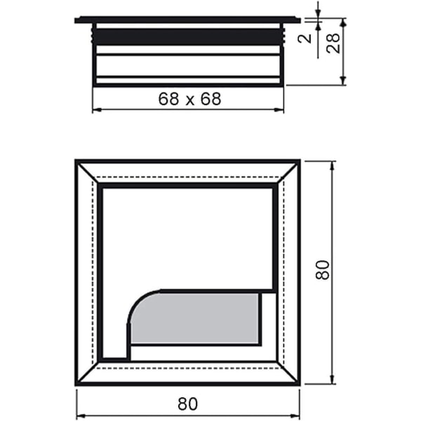 80 x 80 mm:n neliömäinen cover huonekaluille Upotettava pöytäkaapeli tai