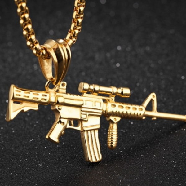 Militær M416 Titanium Stål Pistol Anheng Halskjede for Menn