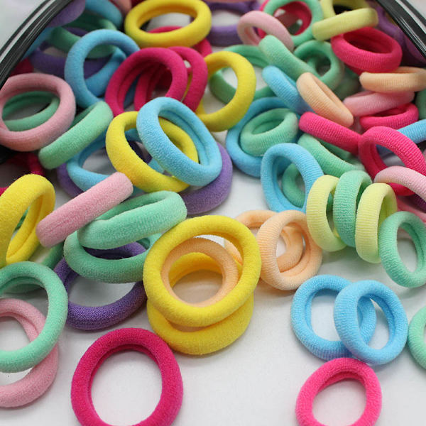 100 stk. små hårbånd, sømløse elastiske hestehaler, elastiske