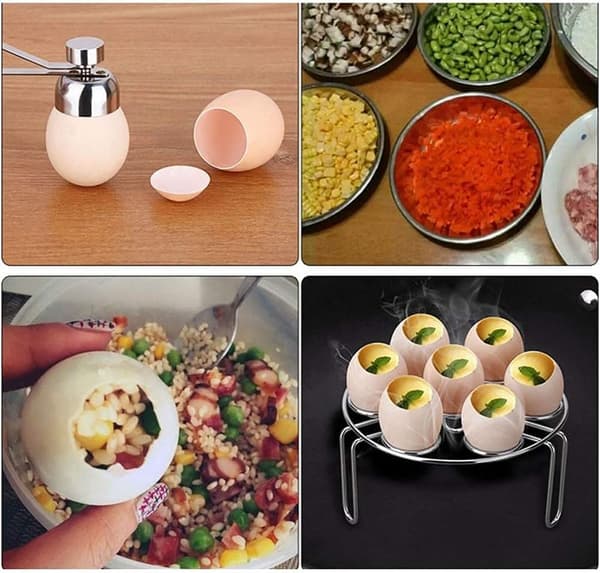 1-pakning eggknuser, rustfritt stål eggåpner eggeskallskutter