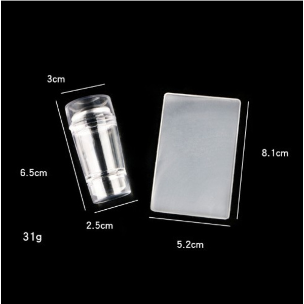 Transparent Silikon Nagelstempel Set, Manikyrverktyg, Transpar