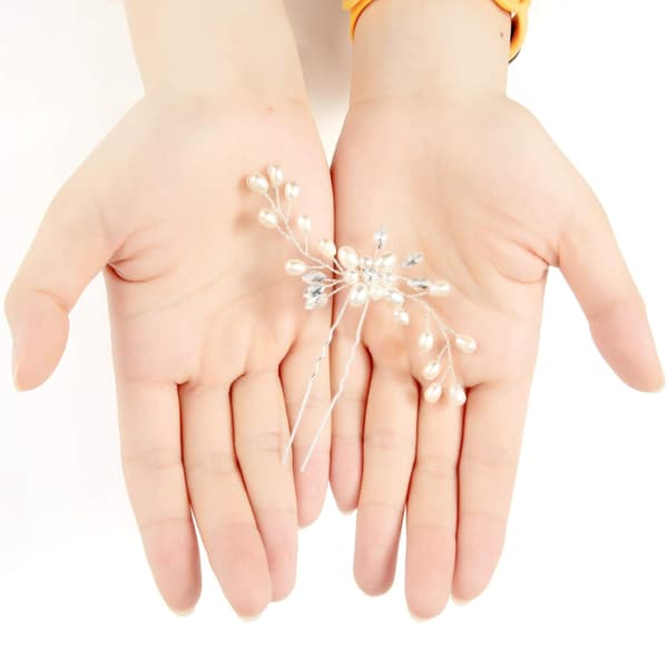4 st pärlhårnålar Brudhårsnålar Bröllopspärla Rhineston