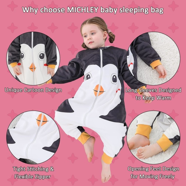 Baby Sovepose Sekk Lang Ermet med Fødder Vinter Swaddle Weara