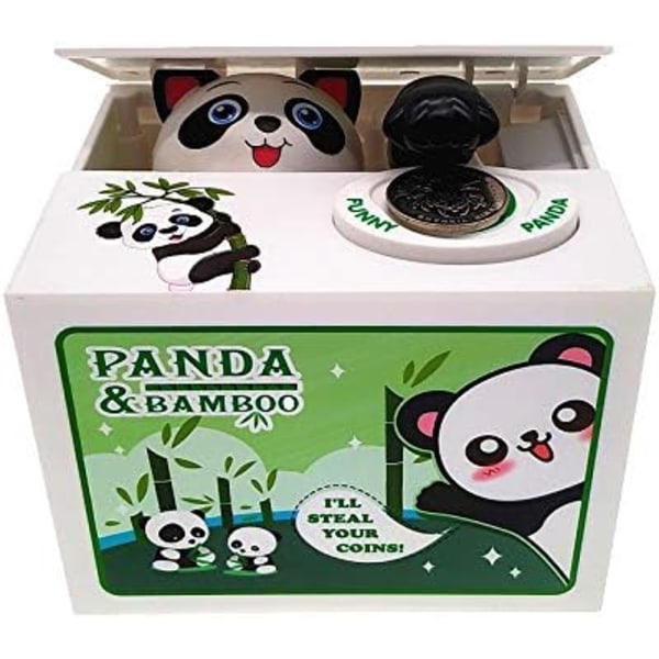 Spargris för barn, Panda som stjäl pengalåda, myntbank, automatisk stjäla pengar med engelsktalande, Pengar för barn kreativ gåva (Panda)