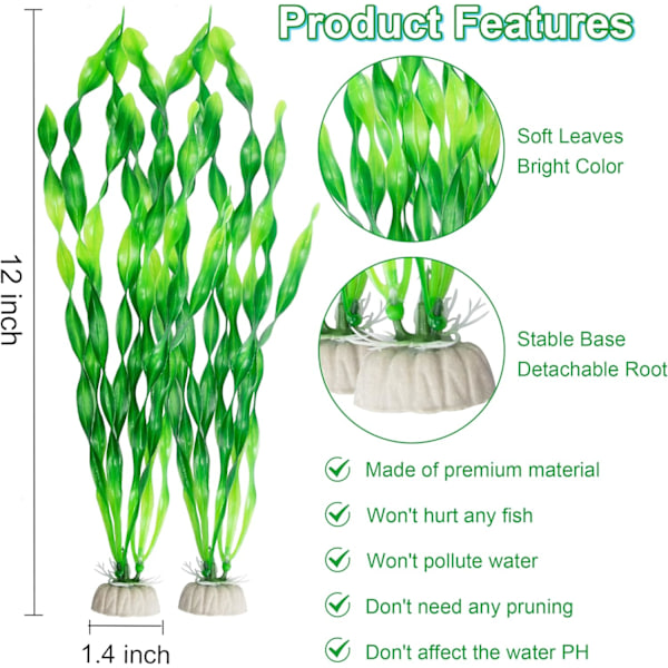 Kunstig Havgræs Vandplante til Akvarium, Plast Fisketank Pl