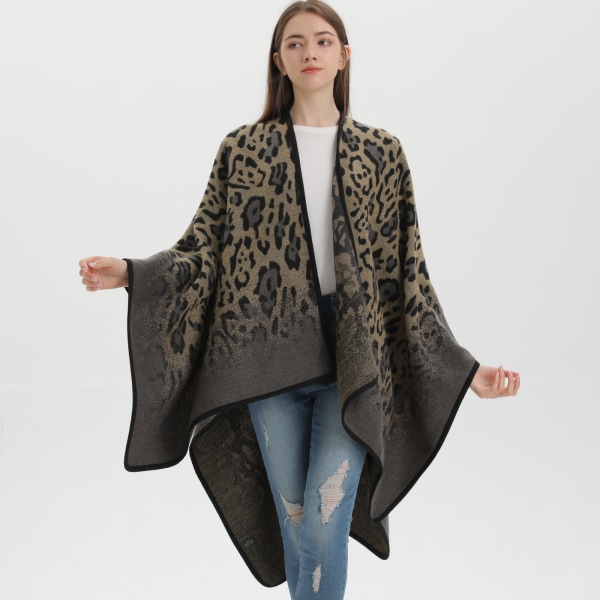 Blå Sjal Kvinna Street Classic Leopard Print Fyra Säsonger Resa