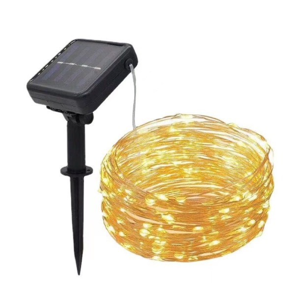 Solcelle Lyskæde LED 12m 100 Lamper gul