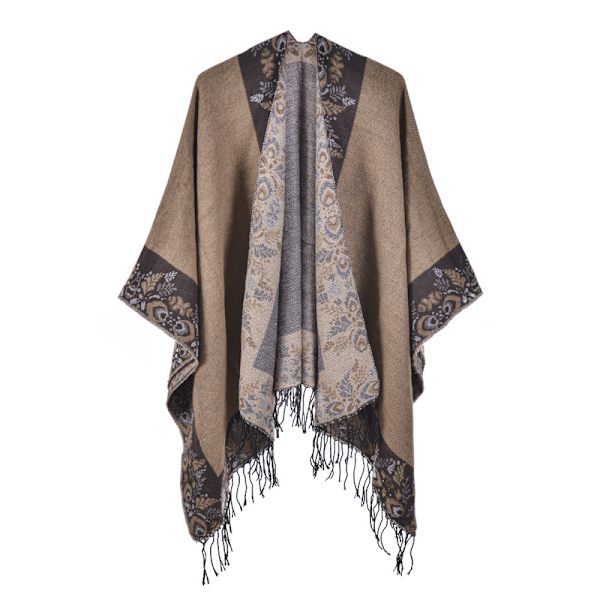 Khaki sjal dammode street jacquard delad varm kappa utomhus