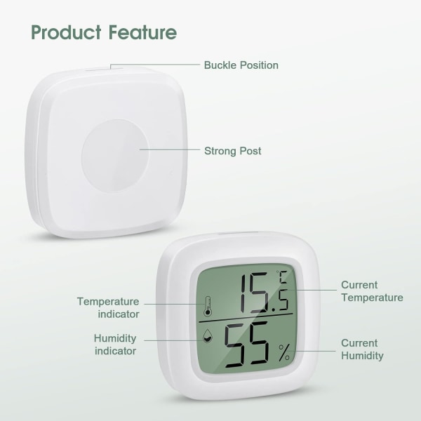 Hjemmetermometer 3 stykker Mini LCD bærbart indendørs hygrometer The