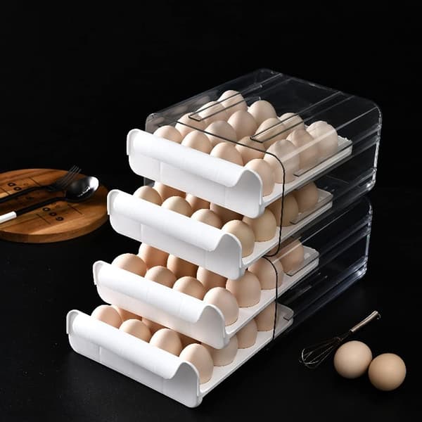 Eggbeholder, plastskål, dobbelt lag, for kjøleskap, egg
