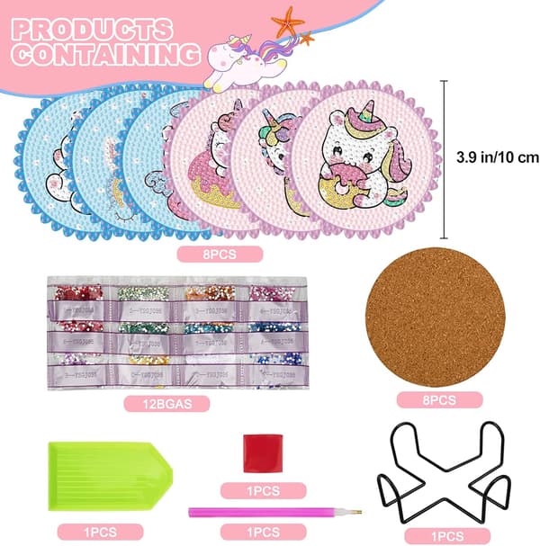 Coasters 8 stk. absorberende coasters med holder, genanvendelig person