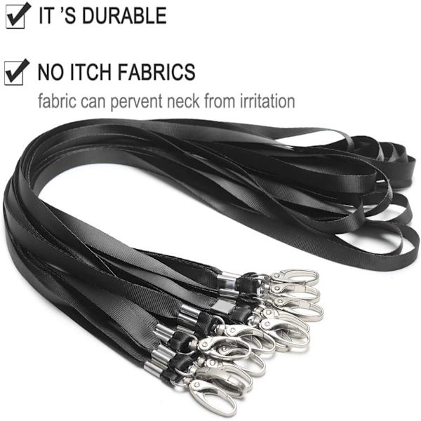 50 stk. Lanyard Sort Lanyard til Id-badges Nylon Lanyard Bulk Cl