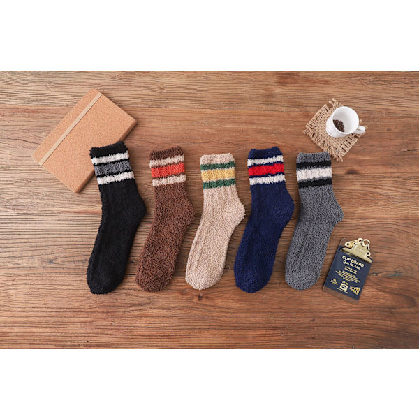 5 par fluffiga strumpor, vinterstrumpor i fleece, varma sängstrumpor, mysiga sl