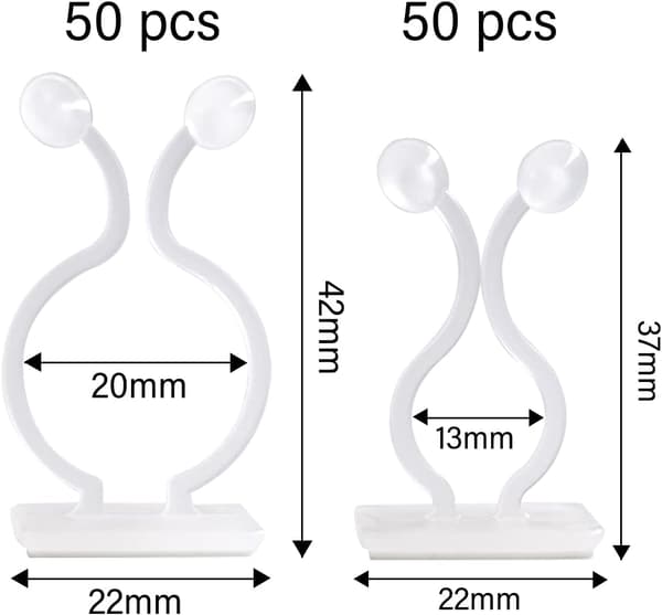 100-pack växtstöd clips, självhäftande växtclips, väggklämmor