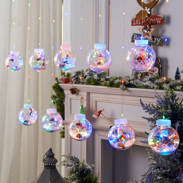 10 LED Fairy Lights Kugler Lysdekoration til juletræ Havegårdhave Balkon Farverig julekuglelys Plug-in (A)