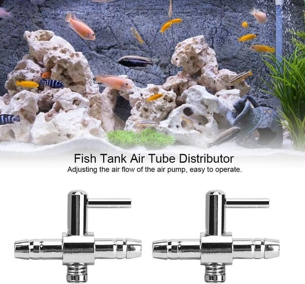 5 st Aquarium Luftflödeskontrollspaksventil i Rostfritt Stål Luft T