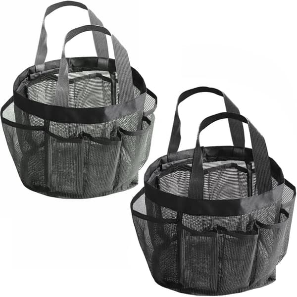 Mesh vaskpose, Bærbar Hengende Tote Bad Organizer Mesh Strand Ba