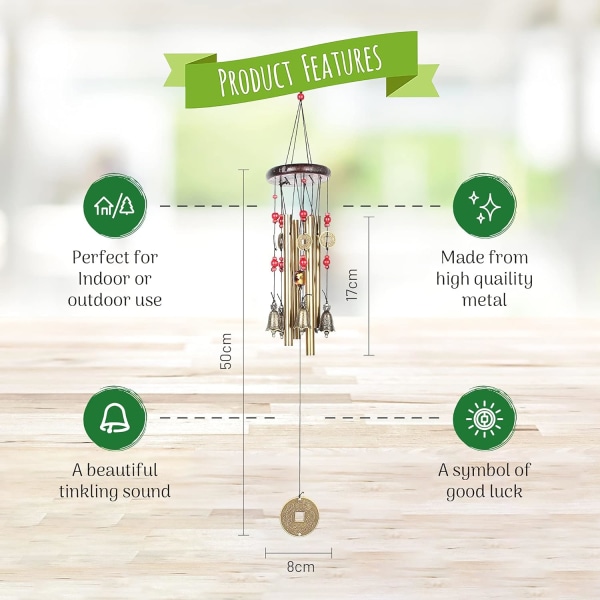 Trädgårds vindklockor för inomhus- eller utomhusbruk Feng Shui Lycka till