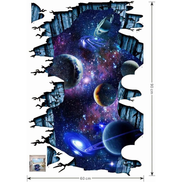 Galaxy Wall Decal Fjernelselige Rum Gulv Stickers Magisk Kunst 3D M
