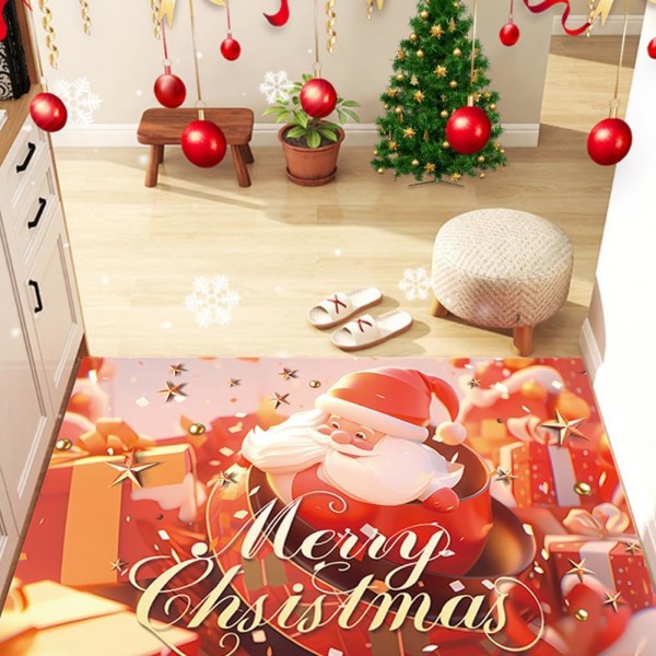 1 stk 40 x 60 cm Paillasson de Noel, Tapis de Noël, Lavable, Antidé