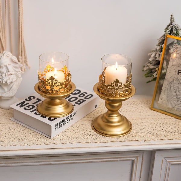 Vintage ljusstakar gyllene ljusstake - dekorativ metall cand 40c0 | Fyndiq