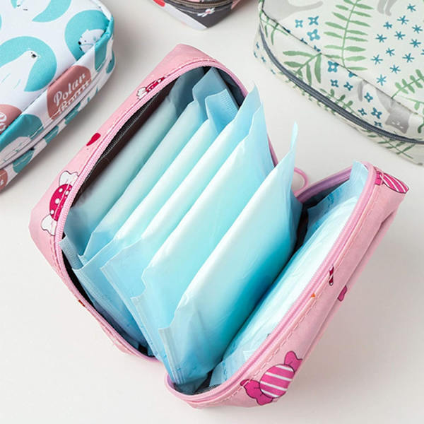 Sanitetsbindor Hygienpåse 2-pack Dragkedja Hygienpåsar 5x5 Tum Påse för Första Mensen för Flickor Kvinnor Damer