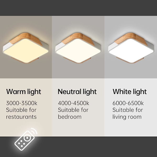 LED-taklampe 24W taklampe med fjernkontroll justerbar