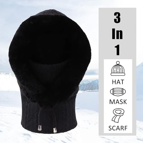 Vinterbalaclava til kvinder, varm og tyk plys hue, co