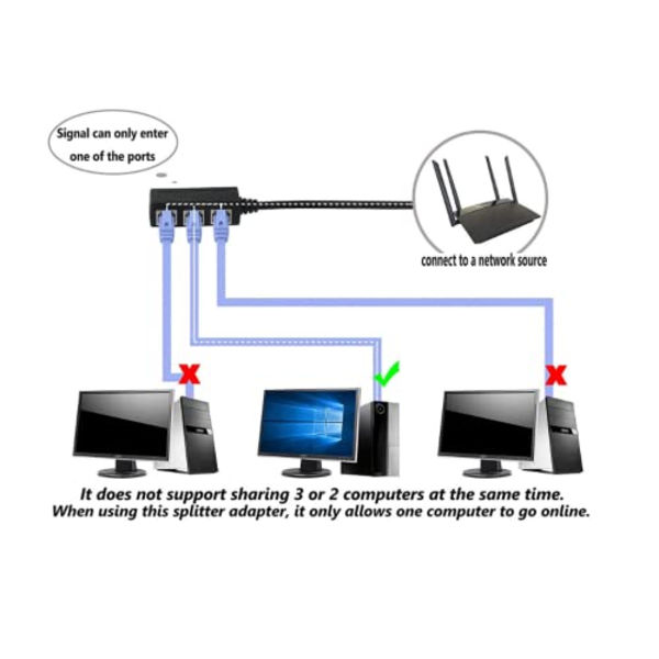 Hann Ethernet-forlengelseskabel med 1 hann til 3 hunnporter