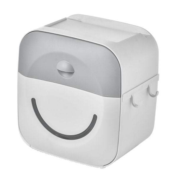 Toalett Badrum Smiley Face Plast Näsduk Box Toalettartiklar Toalettfäste Fästen Fri Stämpel Grå Väggmonterad Box