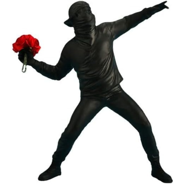 (Sort) Resin-statue, Banksy Tax-skulptur, blomsterkasterstatue