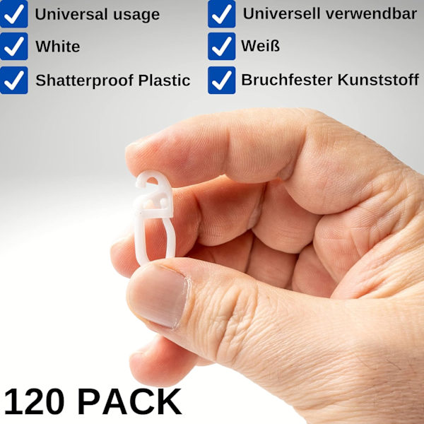 120 x Gardin krokar med 4 mm öljetter, lämpliga för gardinringar