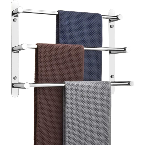 Flerlager 304 rostfritt stål väggmonterad handdukshängare - 50 cm - Väggfäste - 3 barer - För badrum och kök