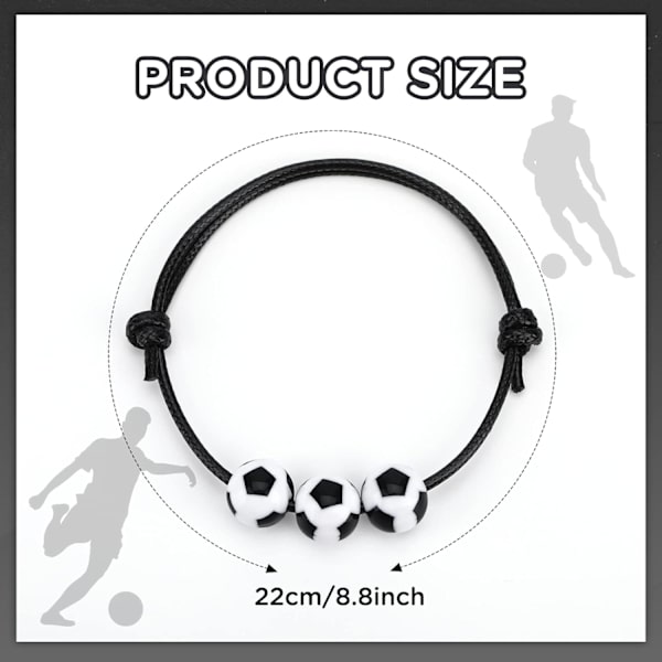 12 stk. fodbold armbånd med charms - fodboldfest gaver - fodboldperler - justerbare
