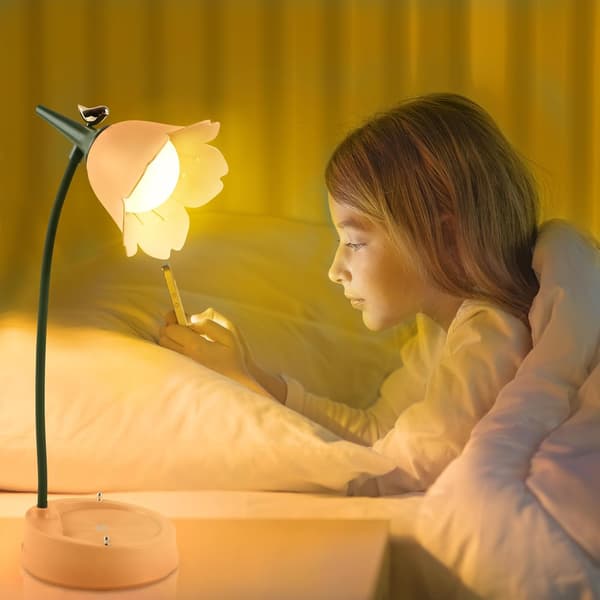 (Blå) Bordlampe til børn, LED-bordlampe med 3 farvetemperaturer