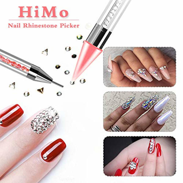Nagelkonst Rhinestone Picker Tändverktyg med Extra 2 Vaxhuvuden,