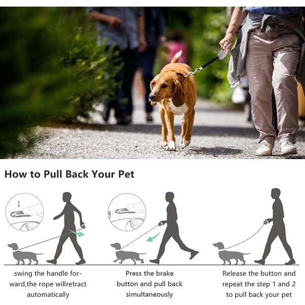 5m Retractable Dog Leash, Telescopic Traction Rope with Non-Slip
