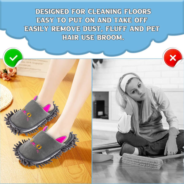 Varma mikrofiberslippers golv damm smuts hår mopp tofflor skor
