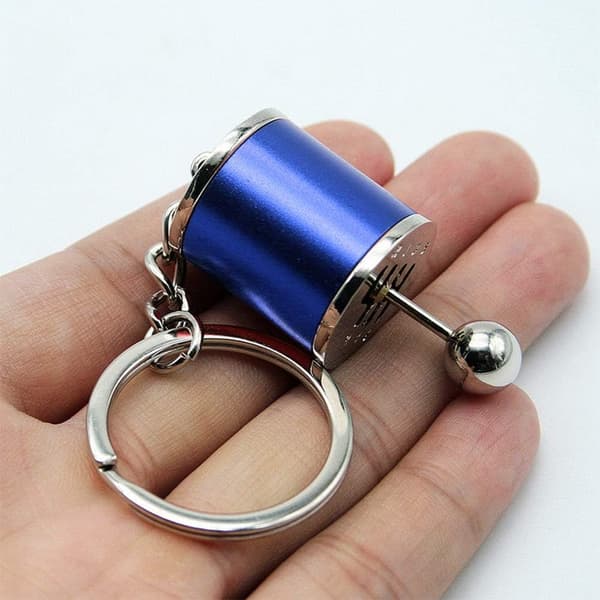 Förlängd form metall legering bilnyckelring (blå)