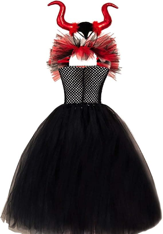 OBEEII Maleficent Kostym Flickor Halloween Karneval Tutu Klänning wit