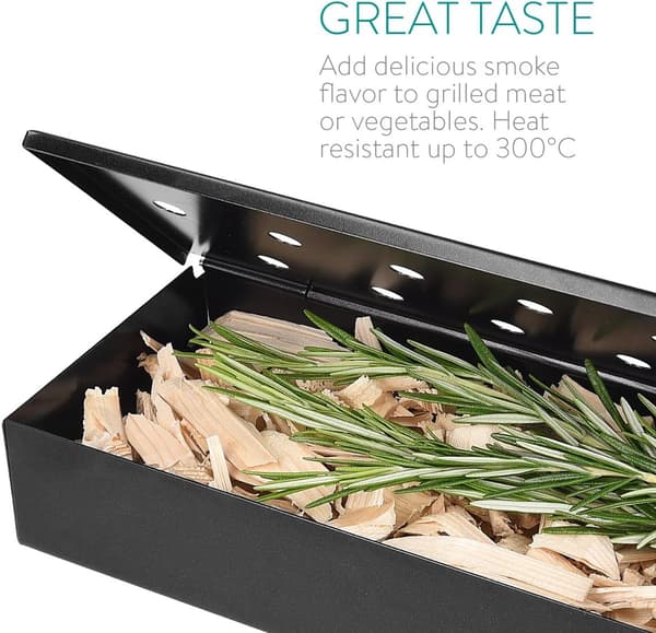 BBQ-rökbox - 1,65 L rökbox i stål för träflis - Extra fl
