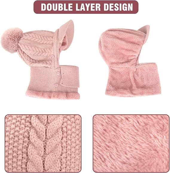 Vinter Varm Strikket Hue til Kvinder, Elastisk Hue, Pink