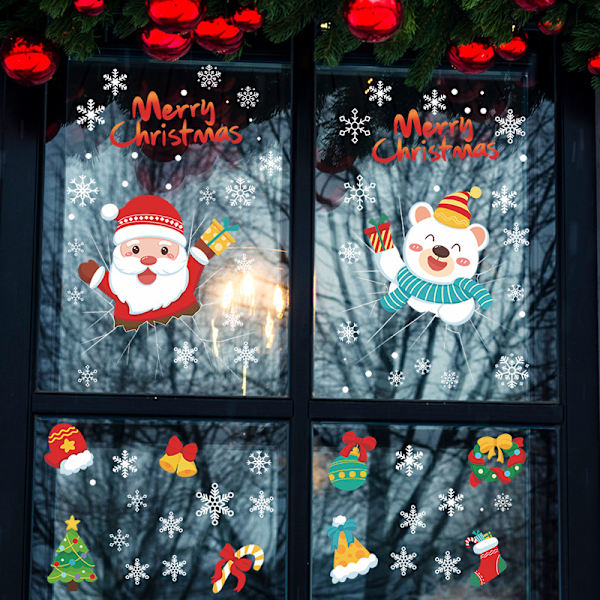 Statisk UV Santa Claus Snowman Snowflake Väggdekor Jul De